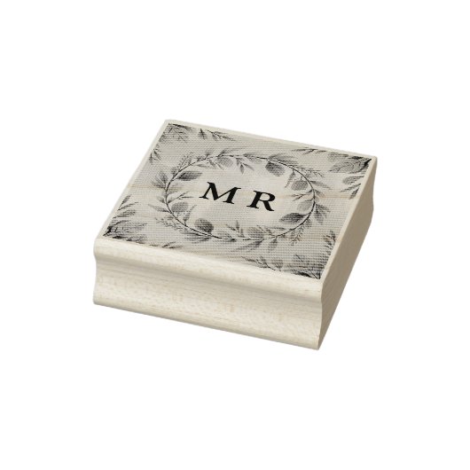 Initialen Krans - Elegant Monogram Rubberstempel (Stempel)