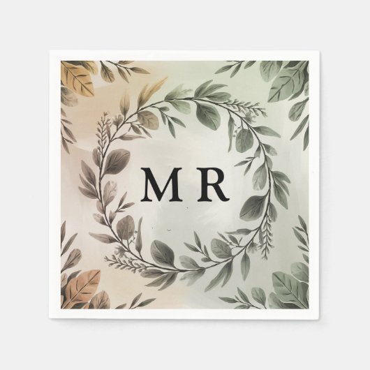 Initialen Krans - Elegant Monogram Servet (Voorkant)