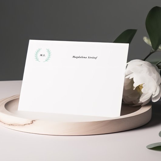 Initialen krans gepersonaliseerde notitiekaarten notitiekaartje