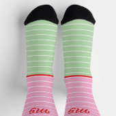 Initialen leuke stijl strepen Roze groen Modern sc Sokken (Top)