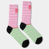 Initialen leuke stijl strepen Roze groen Modern sc Sokken (Rechts)