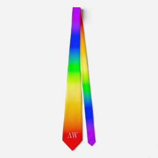 Initialen LGBT regenboogpride vlag Ombre Stripes Stropdas