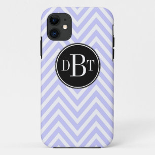 Initialen Lila Paars White Chevron Pattern Case-Mate iPhone Case
