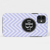 Initialen Lila Paars White Chevron Pattern Case-Mate iPhone Case (Achterkant (horizontaal))