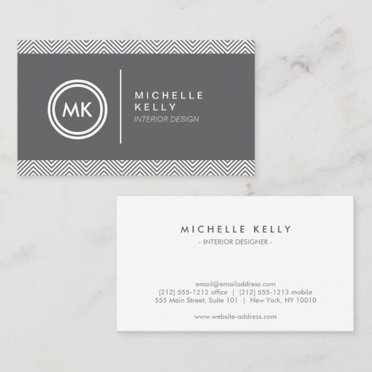 INITIALEN LOGO met CHEVRON PATTERN 2 Visitekaartje (Voorkant / Achterkant)