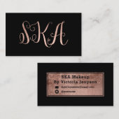 Initialen make-up black faux roos gold typografie visitekaartje (Voorkant / Achterkant)