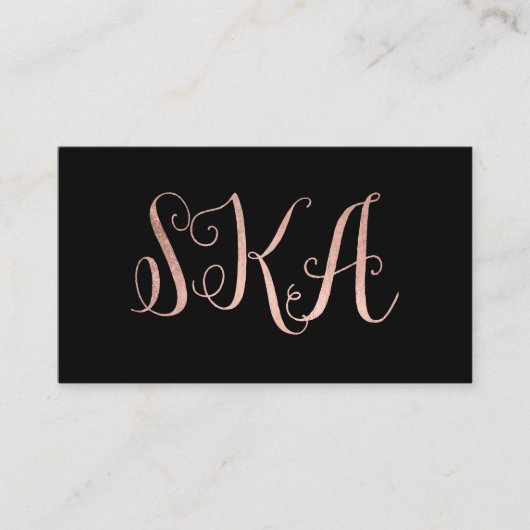 Initialen make-up black faux roos gold typografie visitekaartje (Voorkant)