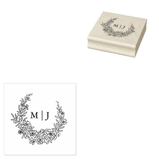 Initialen met een fijne ventilator rubberstempel (Gestempeld)