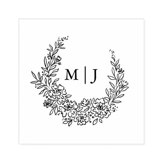 Initialen met een fijne ventilator rubberstempel (Afrduk)