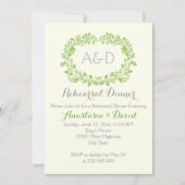 Initialen met een groene blaadjes voor een bruilof kaart (Voorkant)