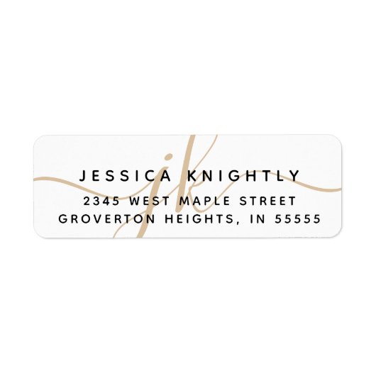 Initialen met een modern script voor minimaal Gold Etiket (Voorkant)