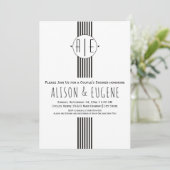 Initialen met een zwarte en witte bruiloft kaart (Staand voorkant)