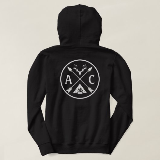 Initialen met gekruiste Antlers pijlen Hoodie (Design achterkant)