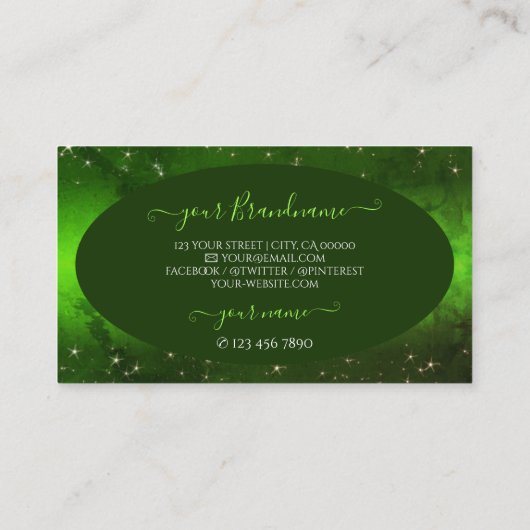 Initialen met groene, gemarmerde patroonstaarten visitekaartje (Achterkant)