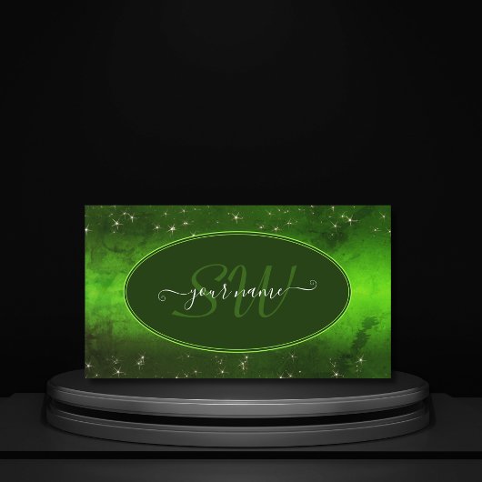 Initialen met groene, gemarmerde patroonstaarten visitekaartje