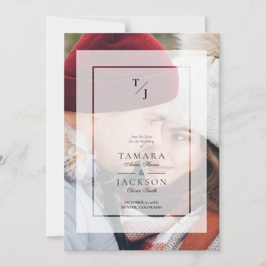 Initialen met het effect op de transparantie van h magnetische uitnodiging (Voorkant)