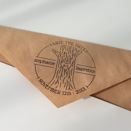 Initialen met kabelboomstammen | De datum waarop h Zelfinktende Stempel