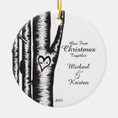 Initialen met kerstmis voor boomparen keramisch ornament (Voorkant)