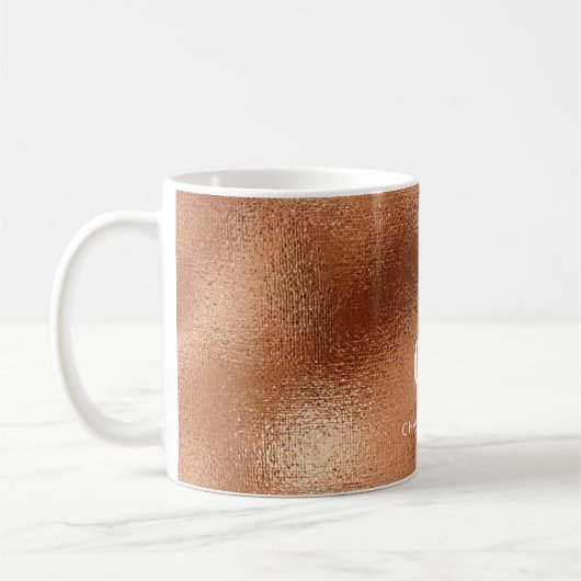 Initialen met kopermetaalnaam koffiemok (Links)