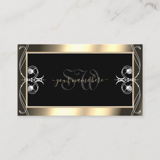 Initialen met luxueuze zwarte gouden mousserende d visitekaartje (Voorkant)