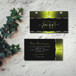 Initialen met mousserende diamant, zwart geel visitekaartje