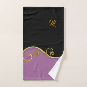 Initialen met Paars-zwarte handdoekset (met/uit) Bad Handdoek (Handdoek)