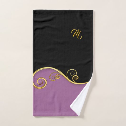 Initialen met Paars-zwarte handdoekset (met/uit) Bad Handdoek (Handdoek)