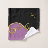Initialen met Paars-zwarte handdoekset (met/uit) Bad Handdoek (Wasdoekje)