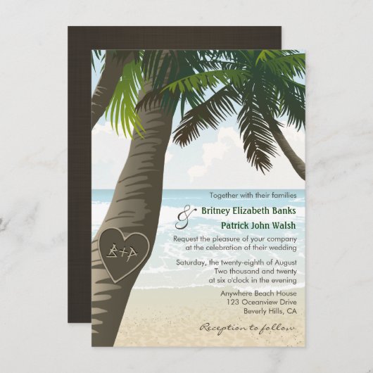 Initialen met palmbomen kaart (Voorkant / Achterkant)