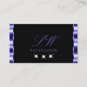 Initialen met piepblauw en zwarte mousserende diam visitekaartje (Voorkant)