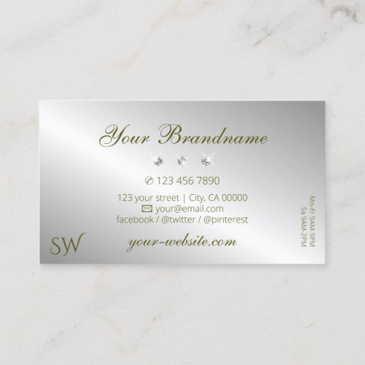 Initialen met piepgele zilversparende diamanten visitekaartje (Achterkant)