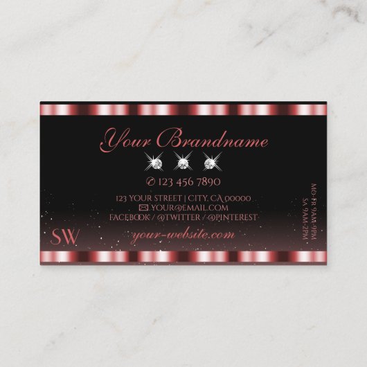 Initialen met piepschuine rode en zwarte mousseren visitekaartje (Achterkant)