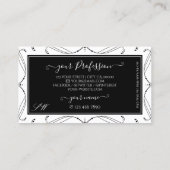 Initialen met zwarte en witte mousserende diamant  visitekaartje (Achterkant)