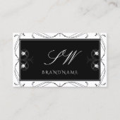 Initialen met zwarte en witte mousserende diamant  visitekaartje (Voorkant)