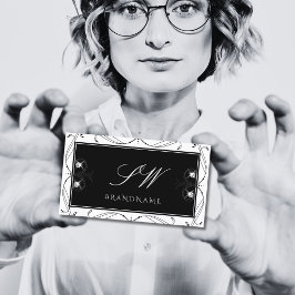 Initialen met zwarte en witte mousserende diamant  visitekaartje