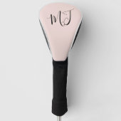Initialen Modern Blush Golf Head Hoesje Golfheadcover (Voorkant)