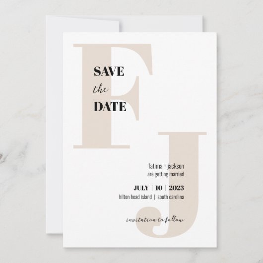 Initialen · Modern Monogram Save the Date · Classi (Voorkant)