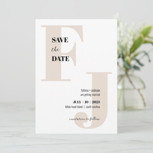 Initialen · Modern Monogram Save the Date · Classi (Staand voorkant)