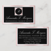 Initialen Monogram Evenementenplanner Roze Zwart W Visitekaartje (Voorkant / Achterkant)