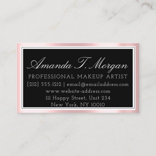 Initialen Monogram Evenementenplanner Roze Zwart W Visitekaartje (Achterkant)