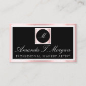 Initialen Monogram Evenementenplanner Roze Zwart W Visitekaartje (Voorkant)