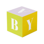 Initialen monogram foto's aanpassen Baby Kubus (Achter hoekig)