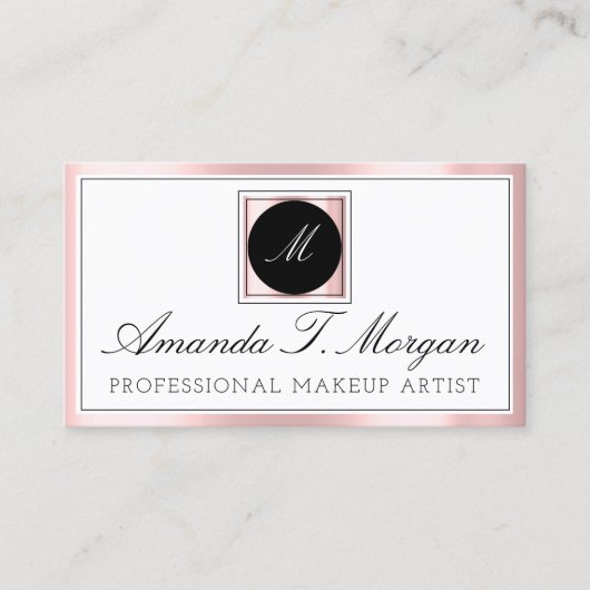 Initialen Monogram Gebeurtenis Planner Roze Gefram Visitekaartje (Voorkant)