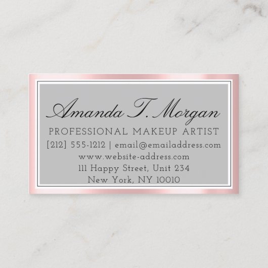 Initialen Monogram Gebeurtenis Planner Roze Gefram Visitekaartje (Achterkant)