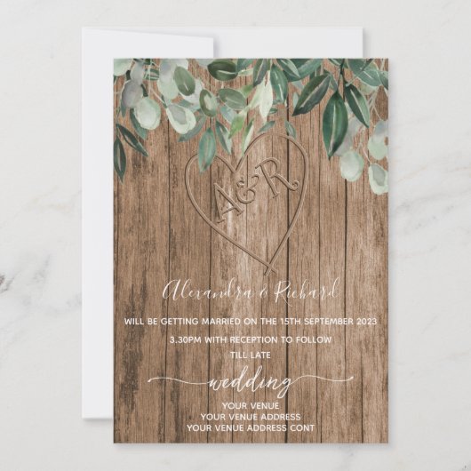 Initialen monogram houtexvloerbedekking kaart (Voorkant)