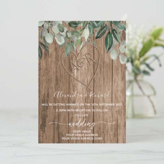 Initialen monogram houtexvloerbedekking kaart (Staand voorkant)