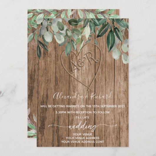 Initialen monogram houtexvloerbedekking kaart (Voorkant / Achterkant)