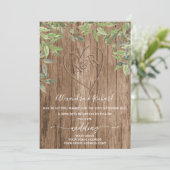 Initialen monogram houtwachteffect gecarbeerde boo kaart (Staand voorkant)