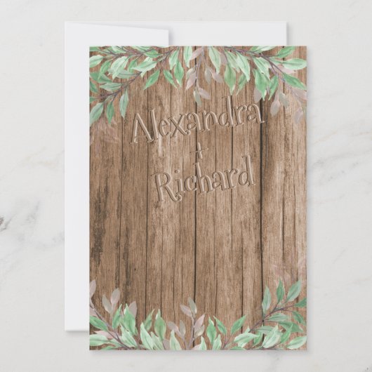 Initialen monogram houtwachteffect gecarbeerde boo kaart (Achterkant)