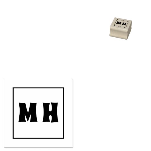 initialen monogram loyaliteit eenvoudige doos lijs rubberstempel (Gestempeld)